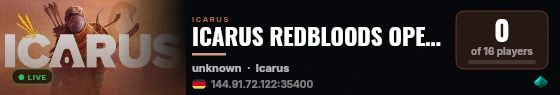 ICARUS REDBLOODS OPEN WORLD live status badge