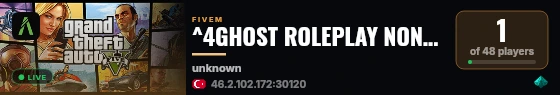 ^4GHOST ROLEPLAY NON WHITELIST FPS+ live status badge
