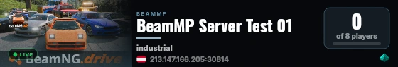 BeamMP Server Test 01 live status badge