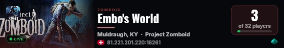 Embo's World live status badge