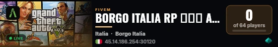 BORGO ITALIA RP ▬↭🡺 ATTIVITA GRATIS live status badge