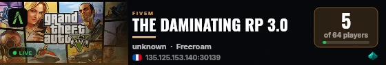 THE DAMINATING RP 3.0 live status badge