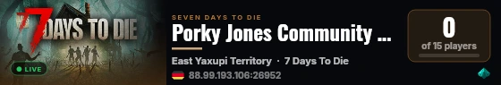 Porky Jones Community Server 5 - Dillerdrops live status badge