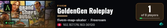 GoldenGen Roleplay live status badge