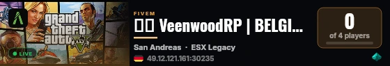 🇧🇪 VeenwoodRP | BELGIQUE | EN DEV live status badge