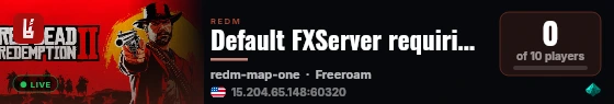 Default FXServer requiring configuration live status badge