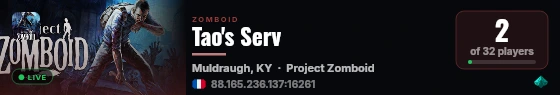 Tao's Serv live status badge