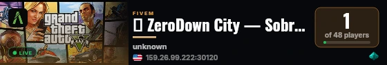 🔴 ZeroDown City — Sobrevivência Zombie no FiveM Brasil live status badge