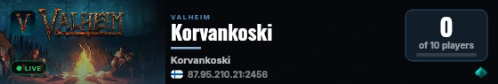 Korvankoski live status badge
