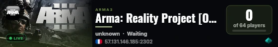 Arma: Reality Project [OVH] live status badge