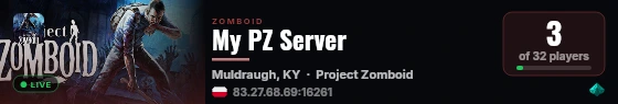 My PZ Server live status badge