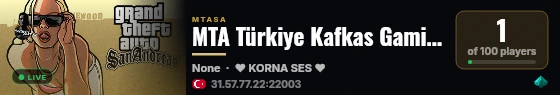 MTA Türkiye Kafkas Gaming Freeroam [Roleplay/Rp/Drift] live status badge