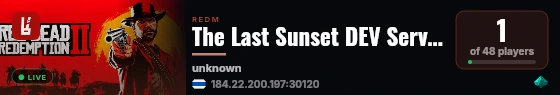 The Last Sunset DEV Server live status badge