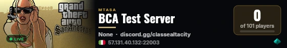 BCA Test Server live status badge