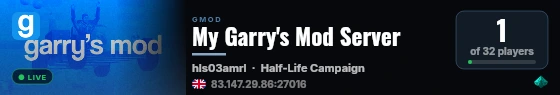 My Garry's Mod Server live status badge