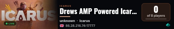 Drews AMP Powered Icarus Server live status badge