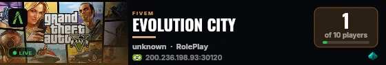 EVOLUTION CITY live status badge