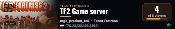 TF2 Game server live status badge