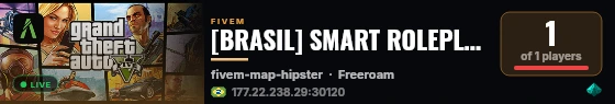 [BRASIL] SMART ROLEPLAY | TEMA PROPRIO | FPS +120 |  25K INICIAL🧡 | LGBTQI+🌈 | WHITELIST AUTOMATICA🤖 | RP LEVADO A SERIO | DISCORD  live status badge
