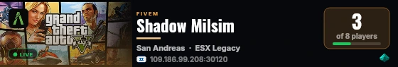 Shadow Milsim live status badge