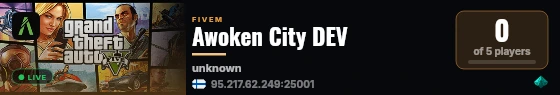 Awoken City DEV live status badge