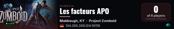 Les facteurs APO live status badge