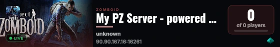 My PZ Server - powered by Sophie live status badge