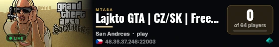 Lajkto GTA | CZ/SK | Freeroam + Mods live status badge
