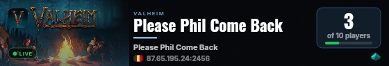Please Phil Come Back live status badge