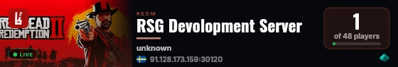 RSG Devolopment Server live status badge