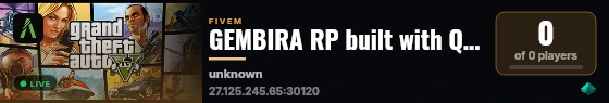 GEMBIRA RP built with QBCore Framework by JericoFx & Kakarot & Hamy! live status badge