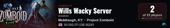 Wills Wacky Server live status badge
