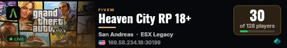 Heaven City RP 18+ live status badge