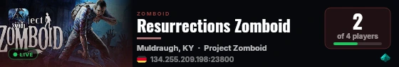 Resurrections Zomboid live status badge
