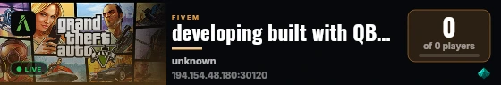 developing built with QBCore Framework by JericoFx & Kakarot & Hamy! live status badge