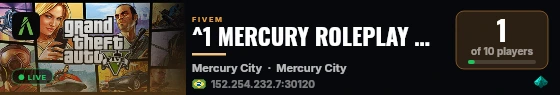 ^1 MERCURY ROLEPLAY MANUTENÇÃO live status badge