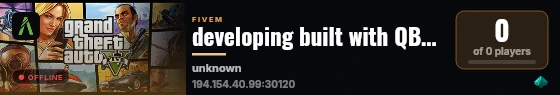 developing built with QBCore Framework by JericoFx & Kakarot & Hamy! live status badge