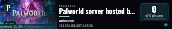 Palworld server hosted by G-Portal live status badge