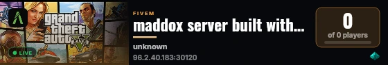 maddox server built with FiveM Basic Server! live status badge