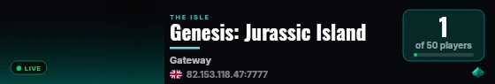 Genesis: Jurassic Island live status badge
