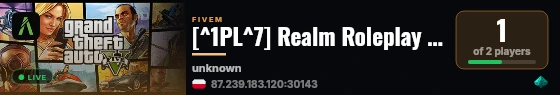 [^1PL^7] Realm Roleplay 📣 Serwer WL-OFF 📣 Ekonomia Medium live status badge