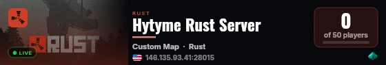 Hytyme Rust Server live status badge
