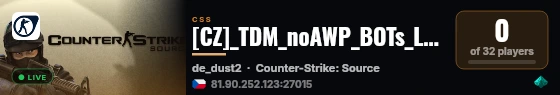 [CZ]_TDM_noAWP_BOTs_LowLatency_Praha_Invictus.cz live status badge