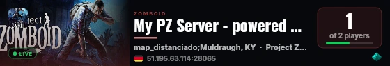 My PZ Server - powered by Sophie live status badge