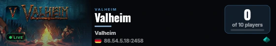 Valheim live status badge