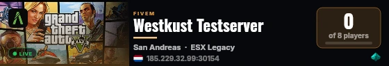 Westkust Testserver live status badge