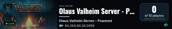 Olaus Valheim Server - Powered by AMP live status badge