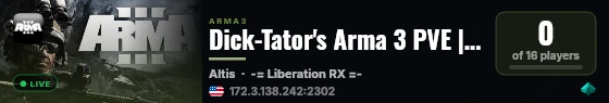 Dick-Tator's Arma 3 PVE | Liberation RX live status badge