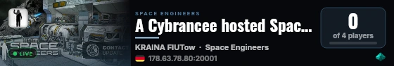 A Cybrancee hosted Space Engineers Server live status badge