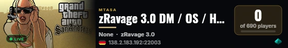 zRavage 3.0 DM / OS / HDM / FDD / DD / CW / PVP / RACE / SHOOTER / GARAGE / MINIGAMES live status badge